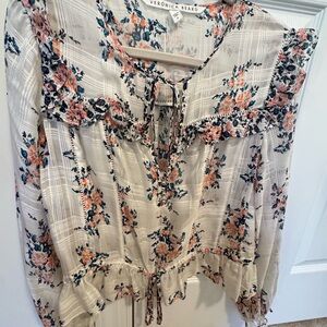 Veronica Beard Silk Floral Peplum Blouse | Tie Neck | Size 6